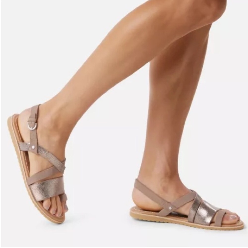 Sorel Ella Criss Cross, Leather or Suede Sandal with Adjustable Strap- Size 10